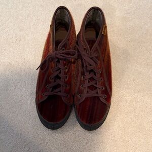 Natural World Velvet High Top Lace up Booties